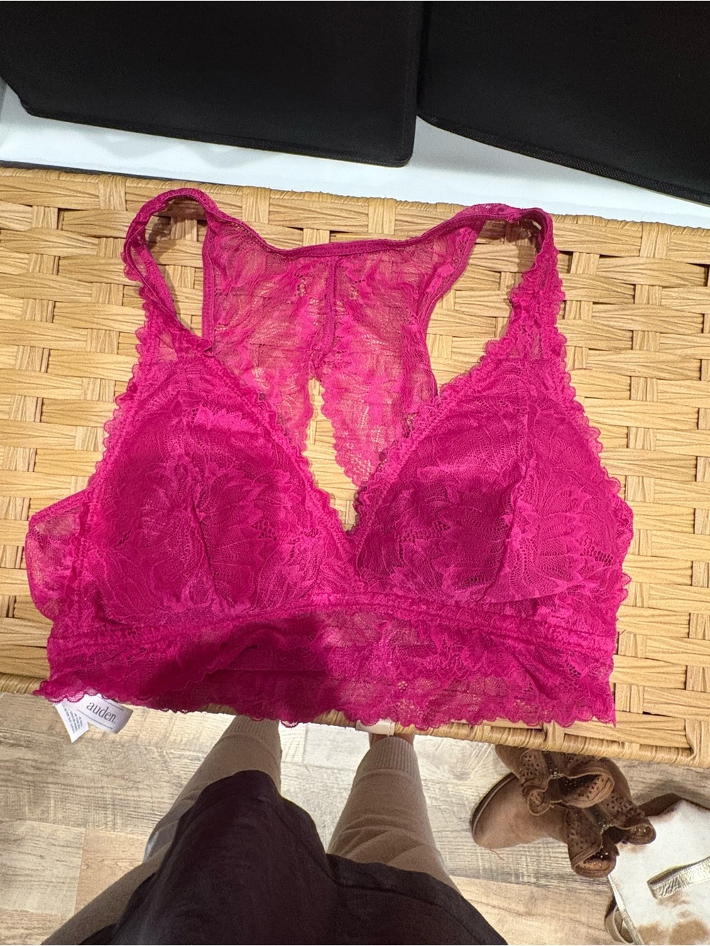 Auden Lace Racerback Bralette - Fuchsia